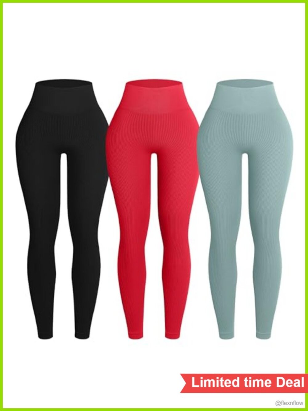 Ribbed Seamless High Waist Leggings Tummy Control Workout Yoga Pants